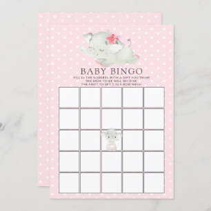 Sweet Elephant BINGO Baby Shower Game Invitation