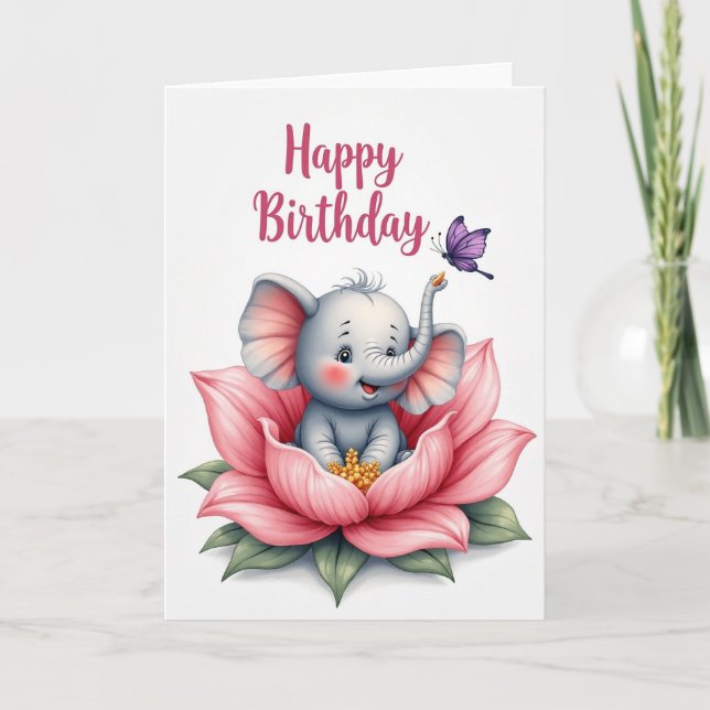 Sweet Elephant Birthday Card (Front)