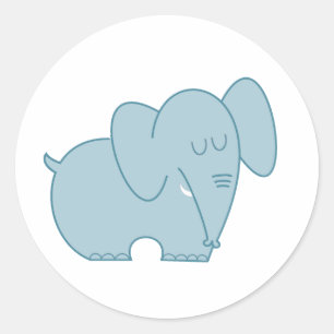 Sweet Elephant (Blue) Classic Round Sticker