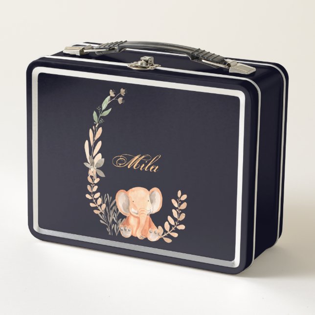 Sweet elephant metal lunch box (Front)