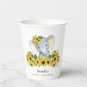 Sweet Elephant Neutral Baby Shower Paper Cups