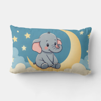 Sweet Elephant on the Moon - Kids Pillow
