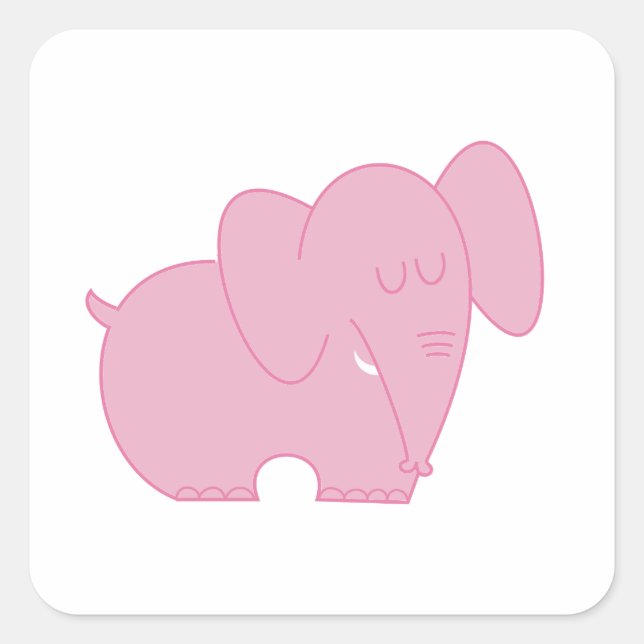 Sweet Elephant (Pink) Square Sticker (Front)