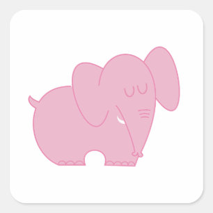 Sweet Elephant (Pink) Square Sticker