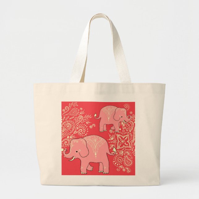 Sweet Elephants jumbo canvas tote bag (Front)