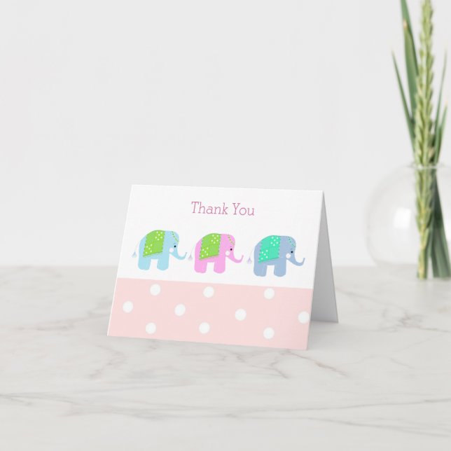 Sweet Elephants Thank You Card (Front)