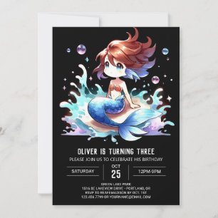 Sweet Enchanted Mermaid Birthday Invitation