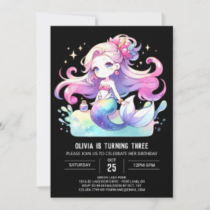 Sweet Enchanted Mermaid Birthday Invitation