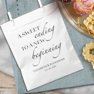 Sweet Ending New Beginning   Black & White Wedding Favour Bags