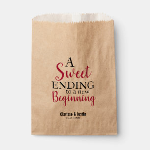 Sweet Ending New Beginning Burgundy Red Wedding Favour Bags