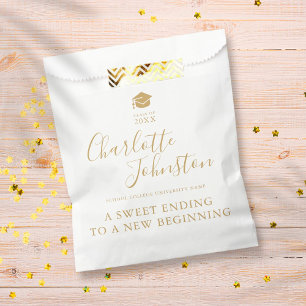 Sweet Ending New Beginning Gold Graduation Party Favour Bags