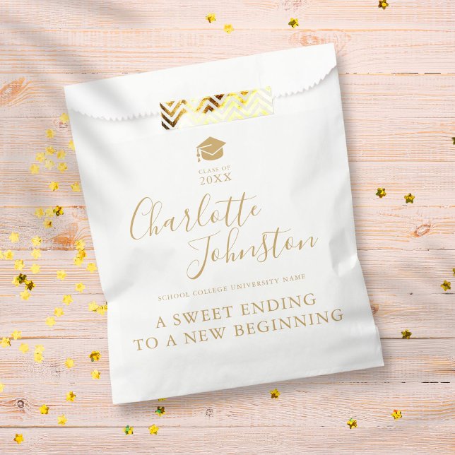 Sweet Ending New Beginning Gold Graduation Party Favour Bags (Creator Uploaded)