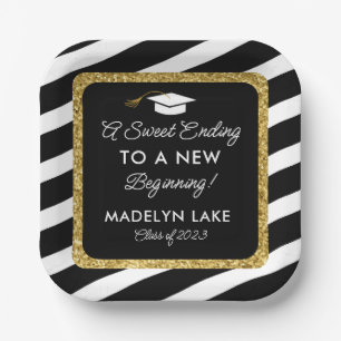 Sweet ending New Beginning Graduation Dessert Paper Plate