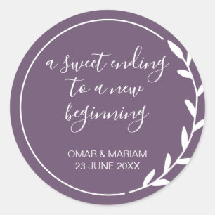Sweet Ending New Beginning Violet Purple Wedding Classic Round Sticker