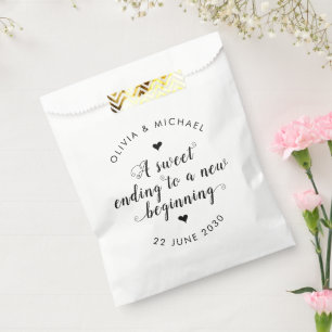 Sweet Ending New Beginning Wedding Simple Black Favour Bags