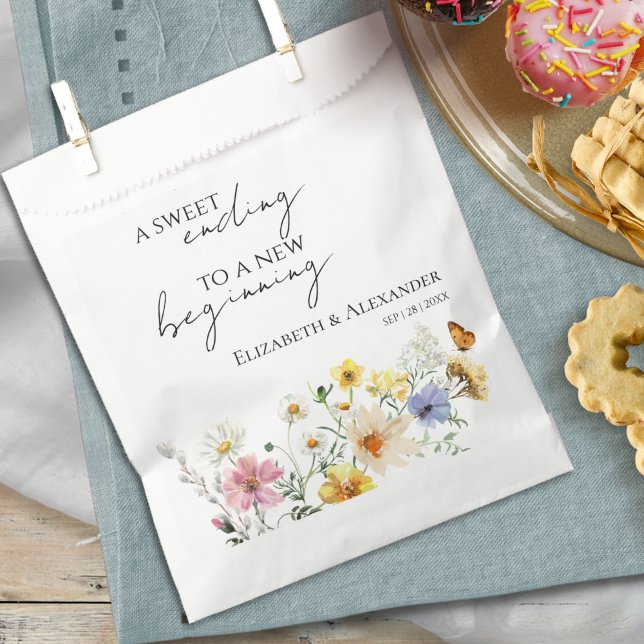 Sweet Ending New Beginning | Wildflower Wedding Favour Bags (Creator Uploaded)