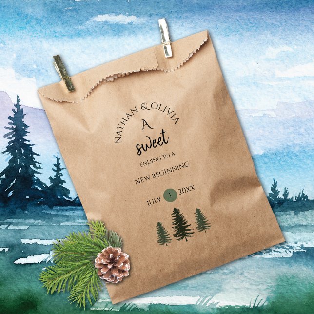 Sweet Ending Pine Trees Mountain Wedding Favour Bags (Creator Uploaded)