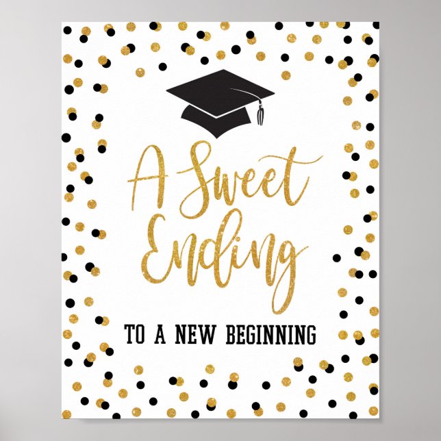 Sweet Ending to a New Beginning Graduation Sign (Front)
