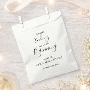 Sweet ending to a new beginning thank you wedding favour bags