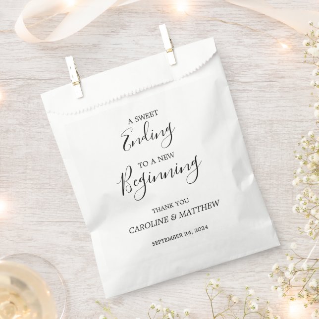 Sweet ending to a new beginning thank you wedding favour bags (Clipped)
