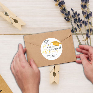 Sweet Ending to New Beginning 2025 Graduation Classic Round Sticker