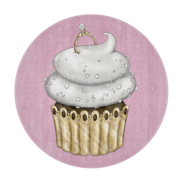 Sweet Engagement Cupcake Cutting Board (Front)