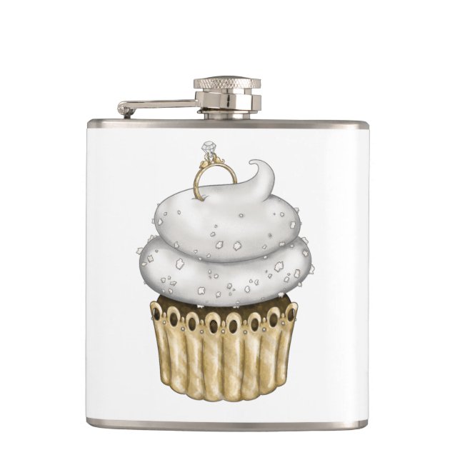 Sweet Engagement Cupcake Hip Flask (Front)