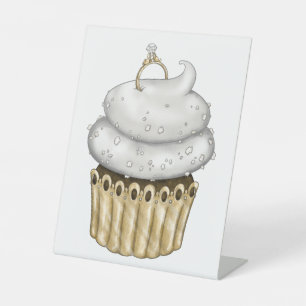 Sweet Engagement Cupcake Pedestal Sign