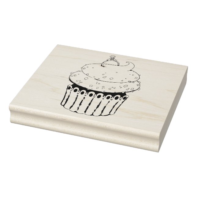 Sweet Engagement Cupcake Rubber Stamp (Stamp)