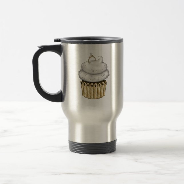 Sweet Engagement Cupcake Travel Mug (Left)