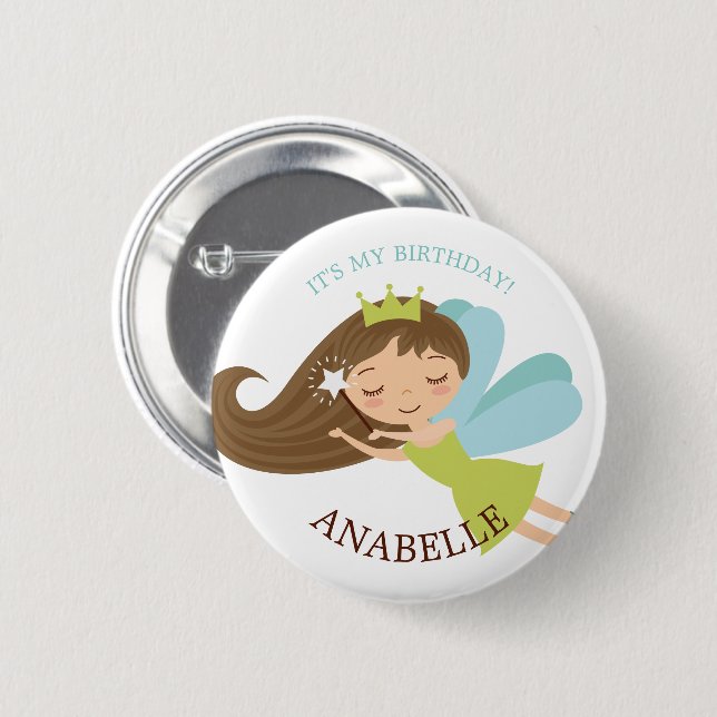 Sweet Faerie Princess "Birthday Girl" Personalised 6 Cm Round Badge (Front & Back)