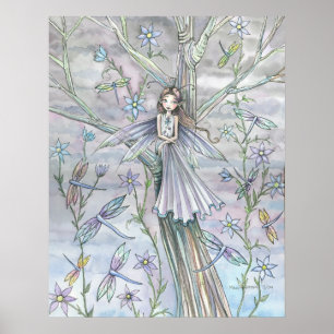Sweet Fairy and Dragonflies Poster Print