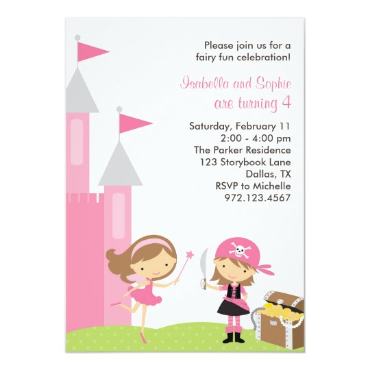 Sweet Fairy and Pink Pirate Invitation | Zazzle.co.nz