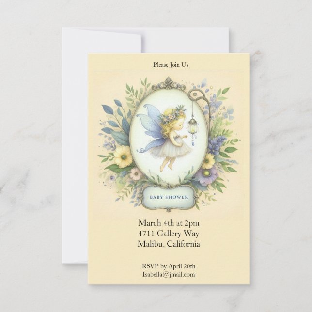 Sweet Fairy Baby Shower Invitation (Front)
