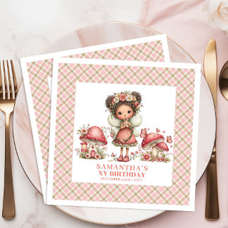 Sweet Fairy Birthday Pink Floral Blush Party Napkin