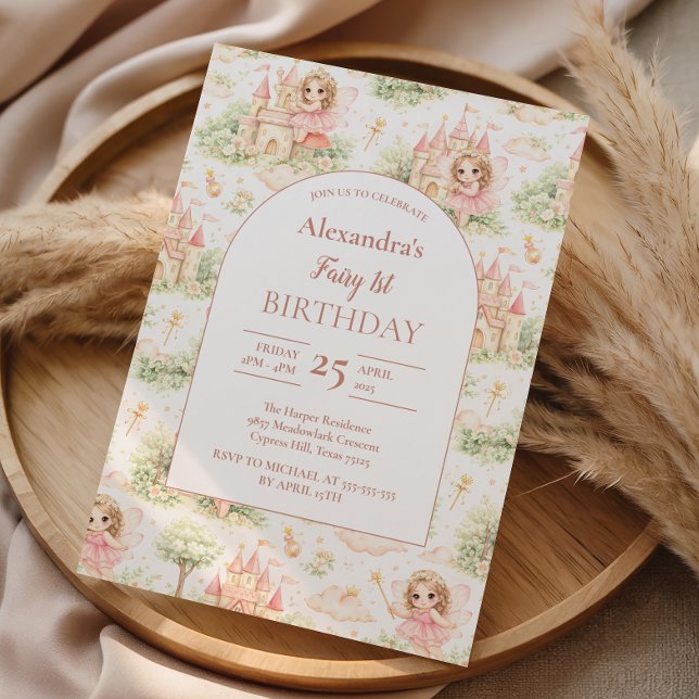 Sweet Fairy First Birthday Girl Invitation (Creator Uploaded)