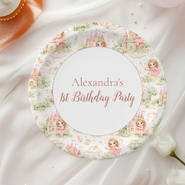 Sweet Fairy First Birthday Girl Paper Plate (Creator Uploaded)