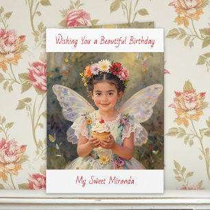 Sweet Fairy Girl   Personalized Birthday Card