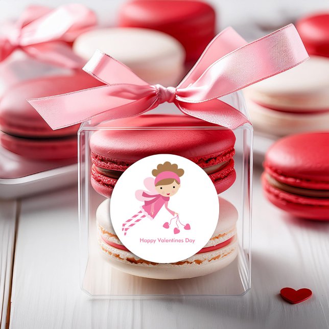 Sweet Fairy Valentines Day Classic Round Sticker (Creator Uploaded)
