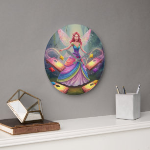 Sweet Fairy Wedding Shower Large Clock