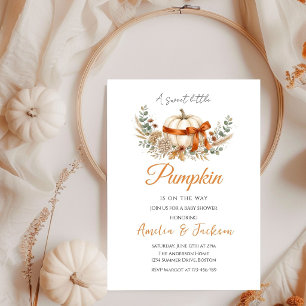 Sweet Fall Autumn little pumpkin Baby Shower Invitation