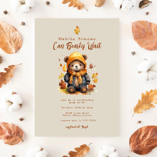 Sweet Fall Leaves Bearly Wait Baby Shower Invitation