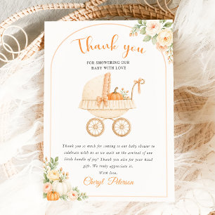 Sweet Fall Pumpkin Baby Shower Thank You Card