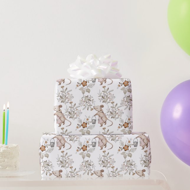 Sweet Fancy Mouse, Pink Apron, Bucket, White Wrapping Paper (Party Gifts)