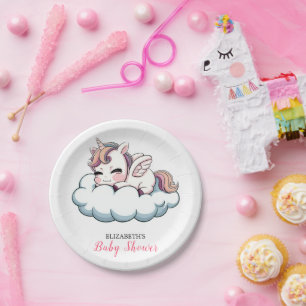 Sweet Fantasy Unicorn Baby Shower paper Plate