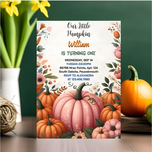 Sweet Farm Kids Our Little Pumpkin Is Turning One Invitation (Creator Uploaded)