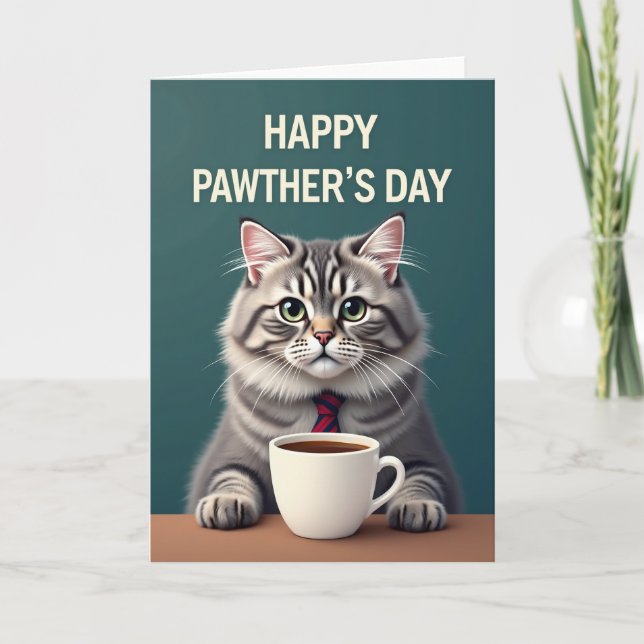 Sweet Fathers Day Cat Art Card (Front)
