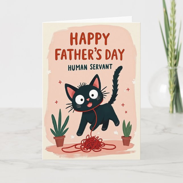 Sweet Fathers Day Cat Yarn Card (Front)