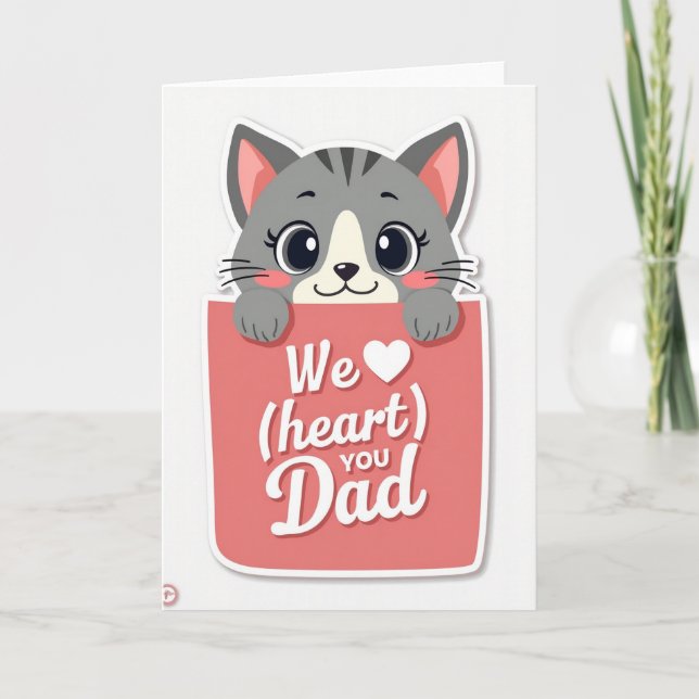 Sweet Fathers Day Feline Face Card (Front)