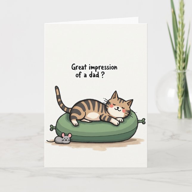 Sweet Fathers Day Feline Nap Card (Front)